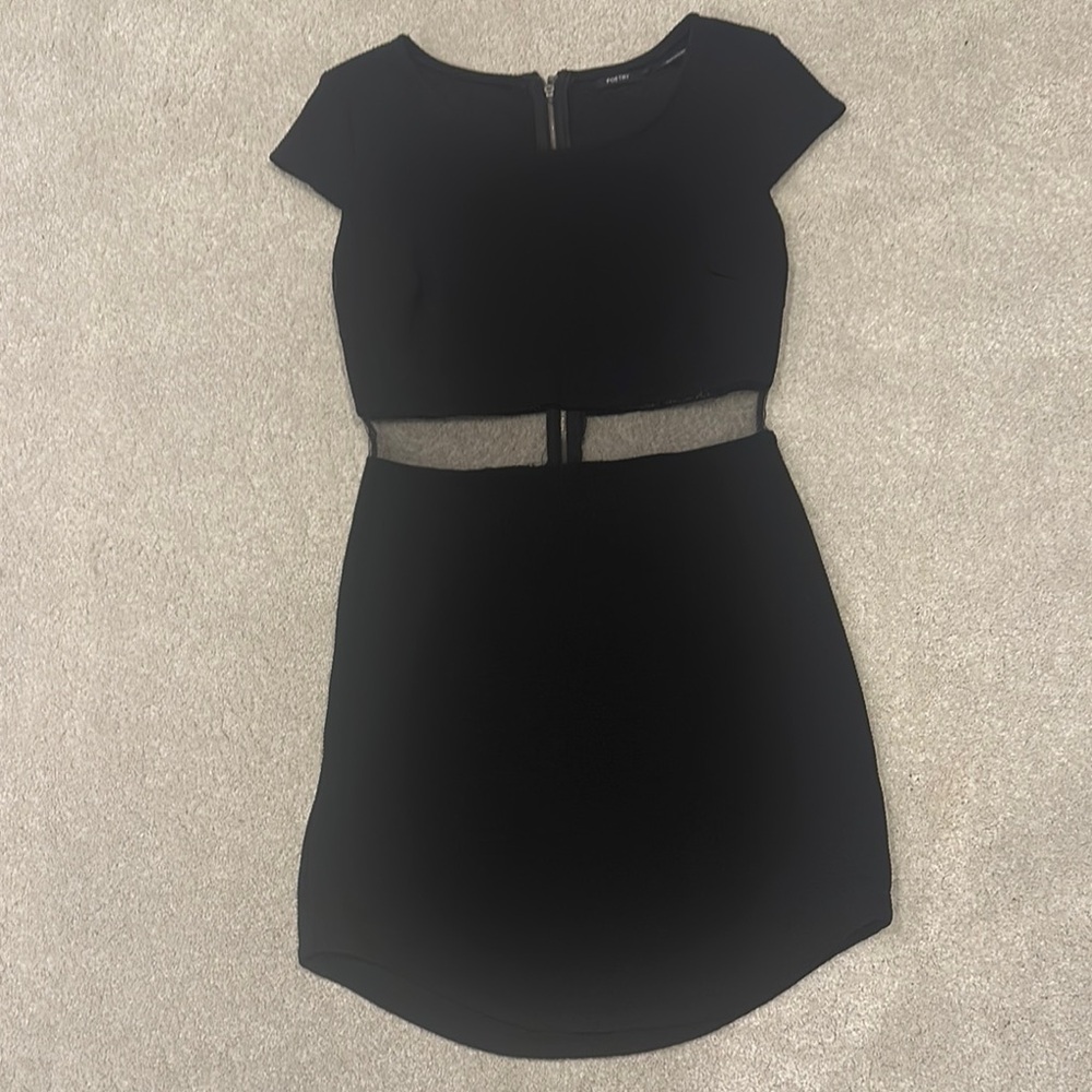Poetry Black Sheath Mini Dress with Cutout